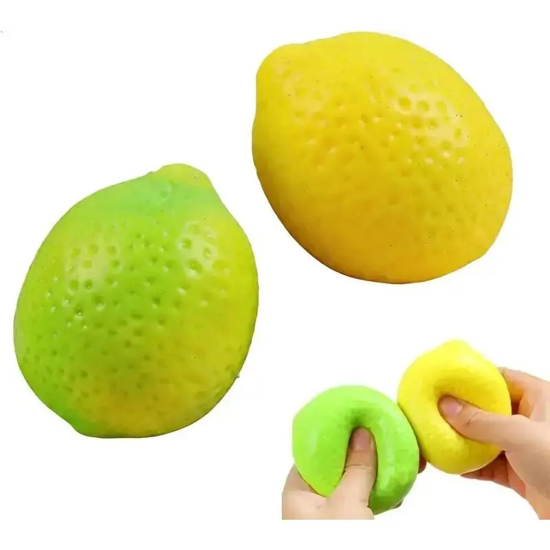 Crunchy Squishy Lemon-Lime Green Fruit Fidget Toy,Handmade Color Changing Lemon Squeeze Toy with Crunchy ASMR Sound for Stress Relief.