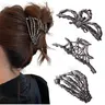 3 Pcs Hair Claw Clip Set, Claw Clip Pack, Clip Design, Fun Hair Clips, Black Spider Web, Skeleton Hand and Spider Claws for Women and Girls, Hip-Hop Style Metal, One Size for Thick and Thin Hair, Great for Hair Styling and Party Gifts #GLOBAL PICKS