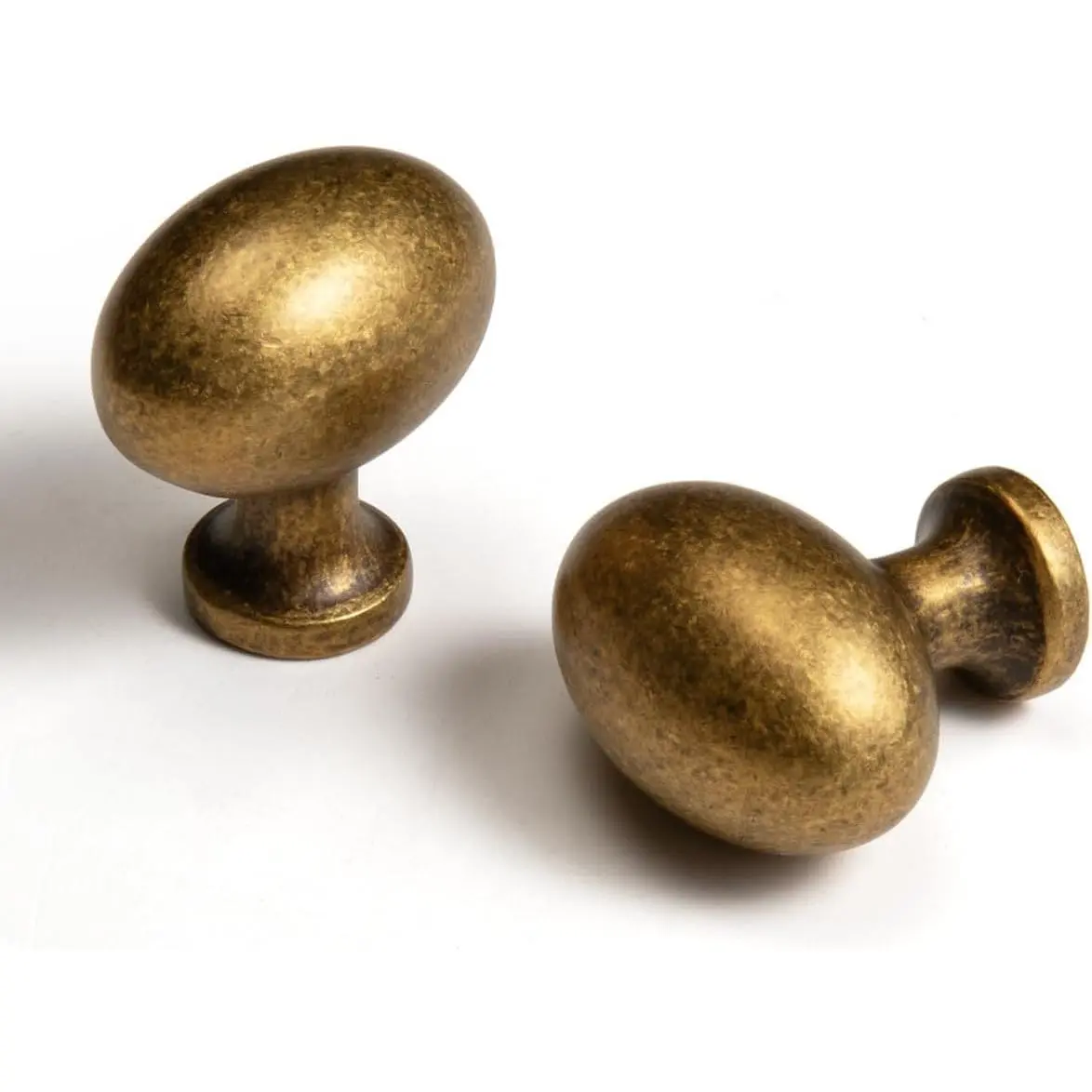 Oval Antique Brass Cabinet Knobs, Zinc Alloy for Drawer Knobs for Dresser Cupboard Wardrobe (10, Antique Brass, Egg knob)