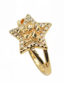 1PC 14K Gold-Plated Sweet-Edgy Star Nugget Ring – Full-Pavé Star with Engraved Detailing, Stackable Daily Ring for Girls, Perfect Gift for Christmas & Valentine's Day