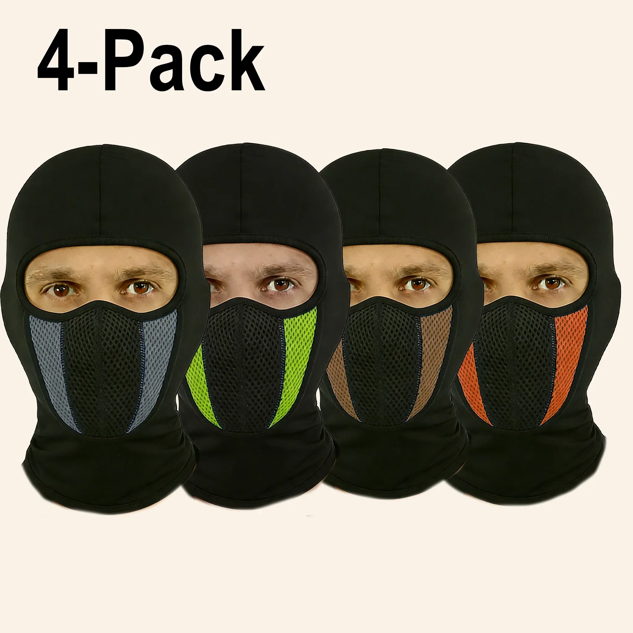 4-Pack Headgear Set, Balaclava Hat, Motorcycle Face Mask, Outdoor Riding Helmet, Unisex, Ideal for Hiking, Fishing, Cycling, All Seasons