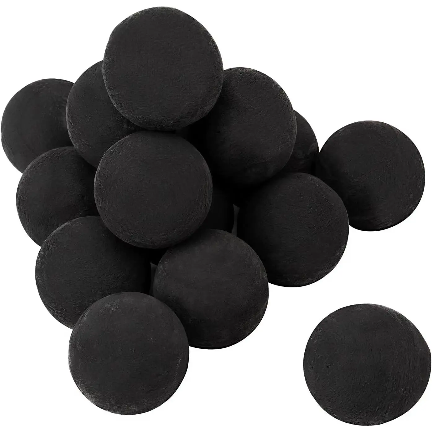Ceramic Fire Pit Balls, Set of 15 Round Fire Stones Set | 3 Inch Gas Fireplace Balls, Black, Indoor and Outdoor Use, Heat Resistant, No Crack, Smokeless, Reusable