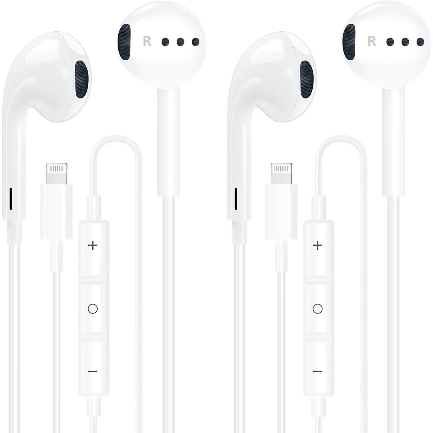 2 Pack Lightning iPhone Headphones Wired Earbuds/Earphones with Built-in Microphone & Volume Control, Noise Cancelling in-Ear Earphones Compatible with iPhone 14/13/12/11/XR/XS/X/8/7/6