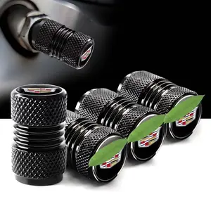 4-Piece For Cadillac Tire Valve Caps - Universal Aluminum Alloy Dustproof, Waterproof, Corrosion-Resistant, Durable Metal Caps for Cars, Bicycles, 4-Piece Set