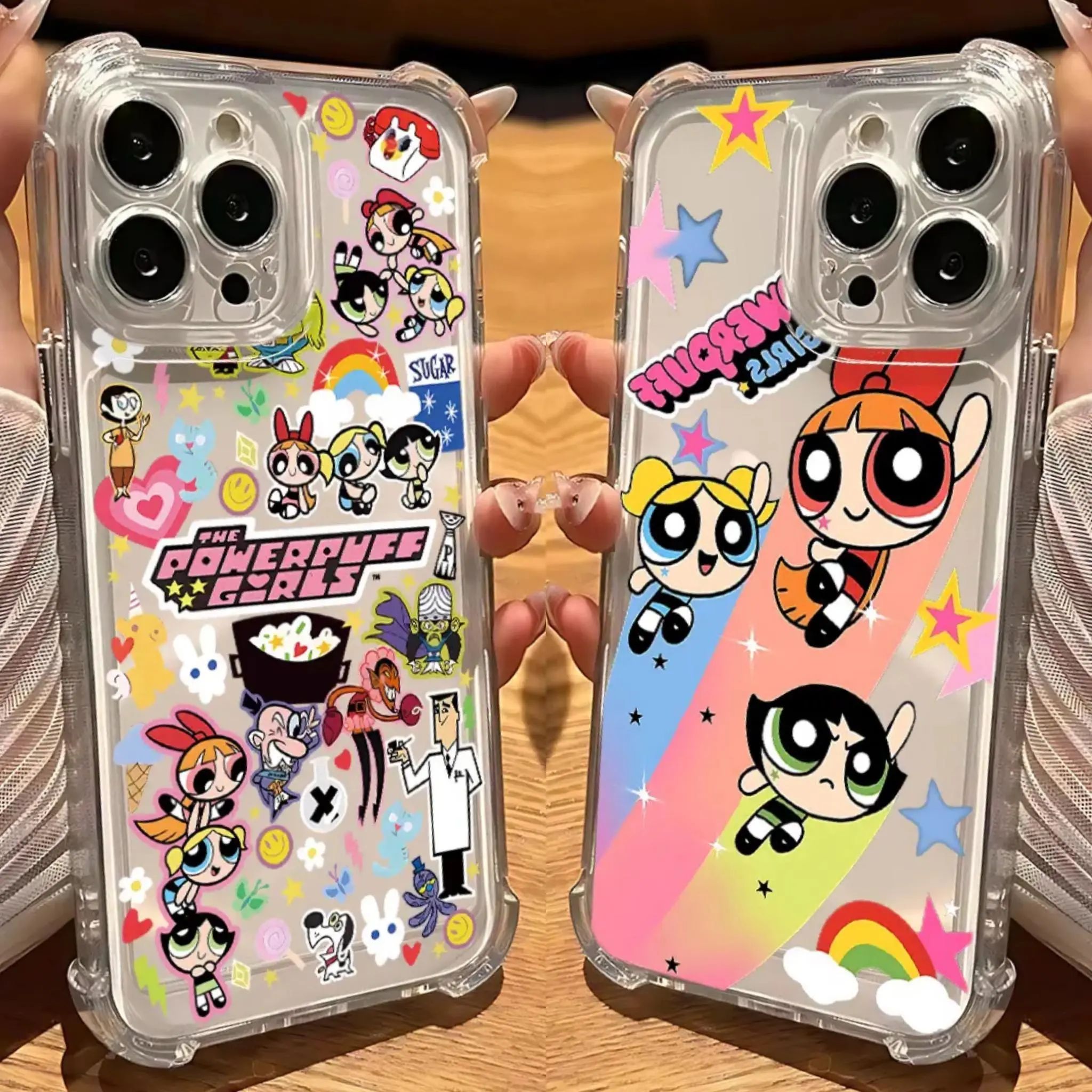 Cartoon kawaii The P-Powerpuffs anime girl film Girls Phone Case for iPhone 17 promax 16 15 14 13 12 11 Pro Max Air X XR XSMAX Shockproof soft silicone Transparent Cover Smartphone Cellphone Protection Protective Casing
