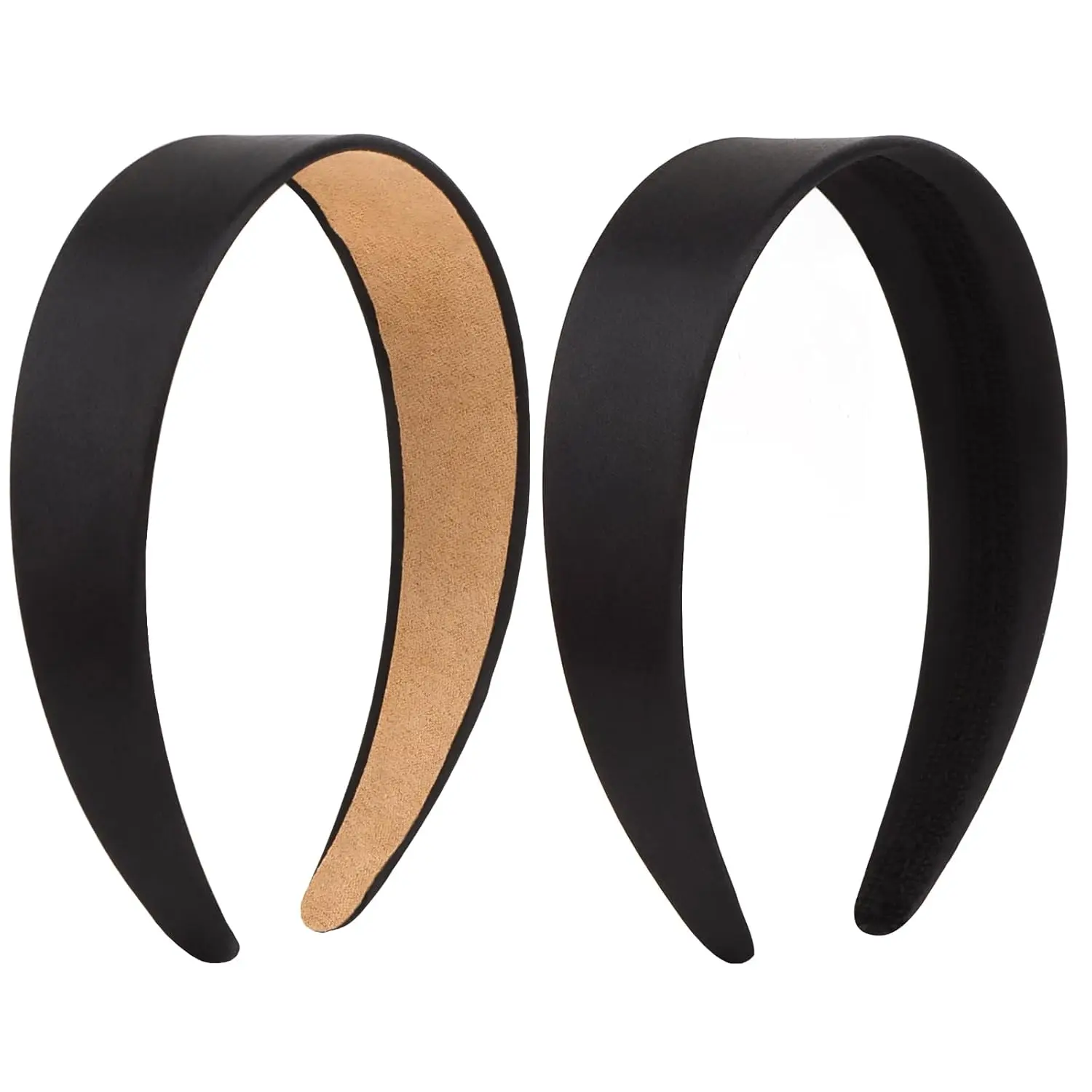 Black Padded Headbands for Women Thin Satin Headband for Girls Head Bands for Women's Hair No Slip Hair Accessories for Women Girls