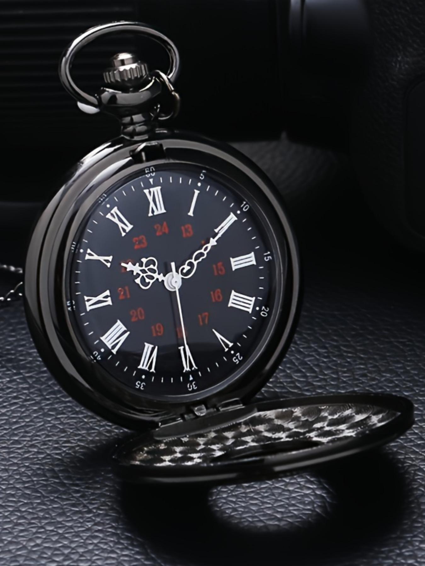 Men's Vintage Hollow Out Design Quartz Pocket Watch, Fashion Round Dial Analog Quartz Watch with Chain, Trendy Watch for Daily Life, without Box