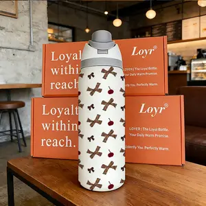 Loyr 32oz Dual-Drink Water Bottle, Leopard Bow Print Large Capacity Insulated Cup, Stainless Steel Thermos for Men Women, Perfect Gift