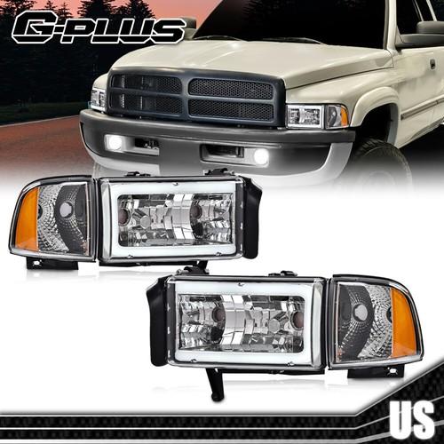 Fit For 1994-2002 Dodge Ram 1500 2500 3500 Amber Corner Chrome LED DRL Headlights