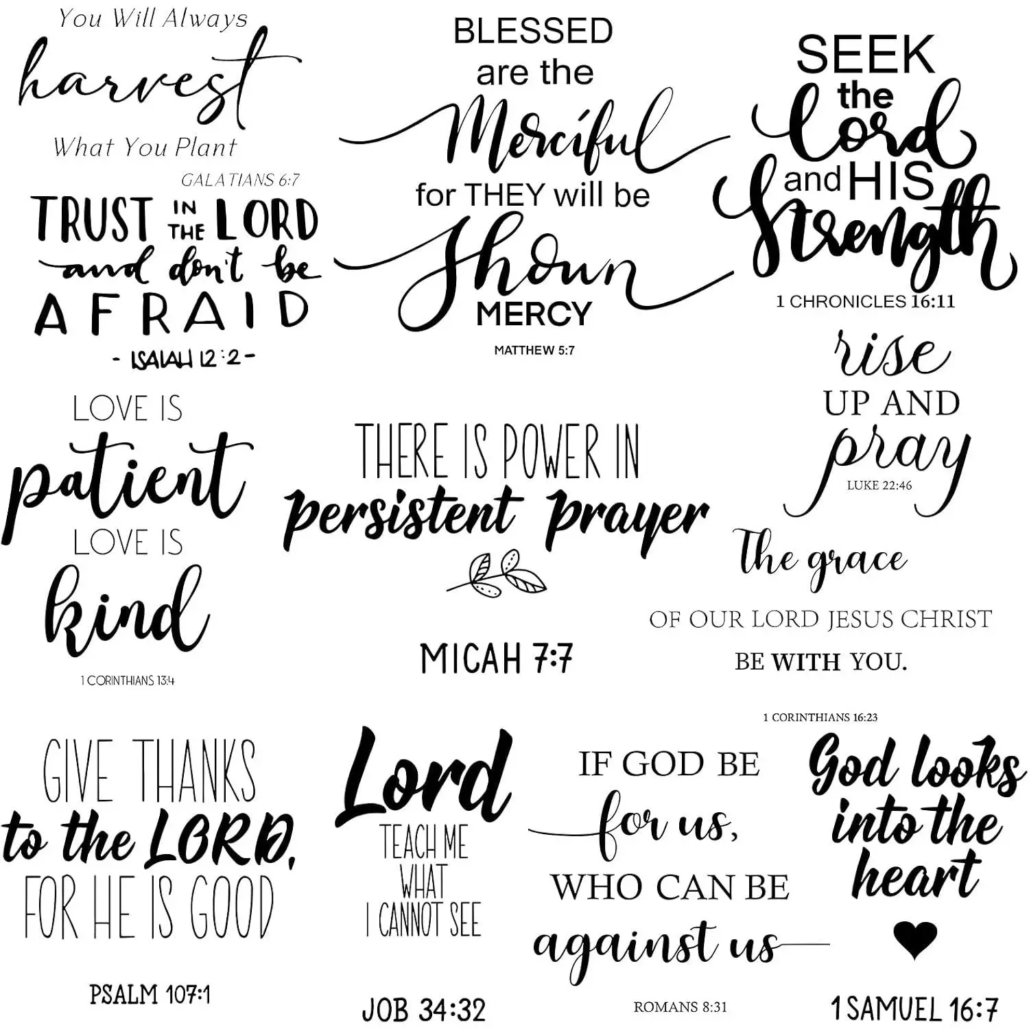 12 count  Verse Wall  Stickers Religious Scripture Wall Art Decor Inspirational Quote Christian Peel and Stick Motivational Decor for Bedroom Living Room(Classic Style)