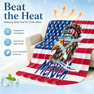 Patriotic Merica Eagle Cooling Blanket for Hot Sleepers Arc-Chill Q-Max>0.4 Cool Fiber Summer Throw Lightweight Breathable USA Flag Blanket for Couch Bed Patriotic Lovers