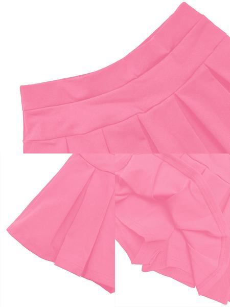 Aliling Casual Women's Two-Piece Set, Spring & Fall Long Sleeve Zipper Crop Top, High Waist Short Pleated Skirt, Slim-Fitting Crop Top and Skirt