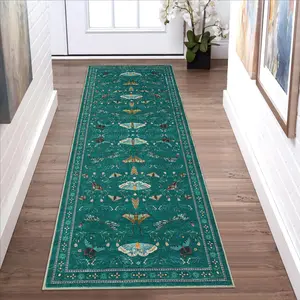 Garvee Insect Washable Soft Area Rugs for Living Room Bedroom Ultra-Thin Non Slip Dining Room Stain Resistant Rug Large Carpet for Office Nursery Bedroom 2'x6' Green