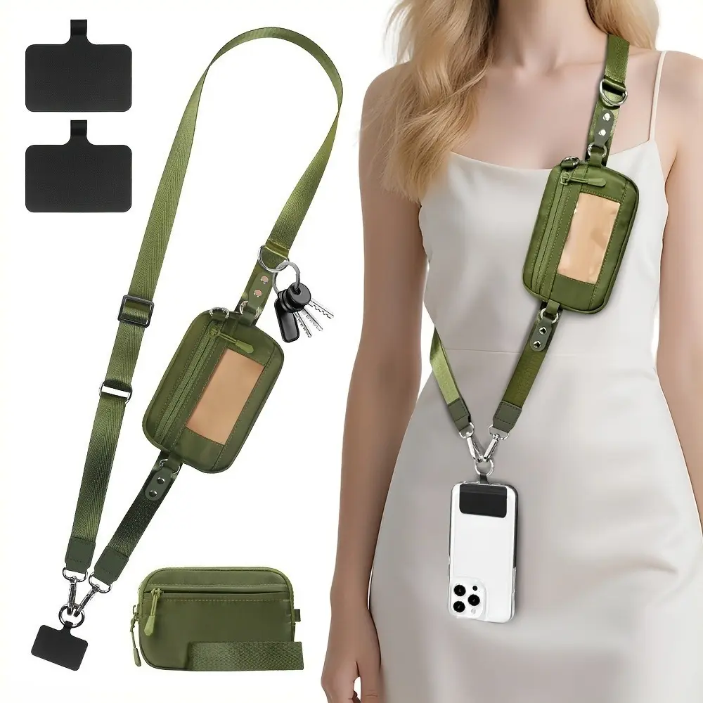 Minimalist Neutral Weave Bag Strap Set, 2-in-1 Woven Fabric Adjustable Wide Crossbody Strap & Wrist Lanyard for Women's Totes & Purses, Two-In-One