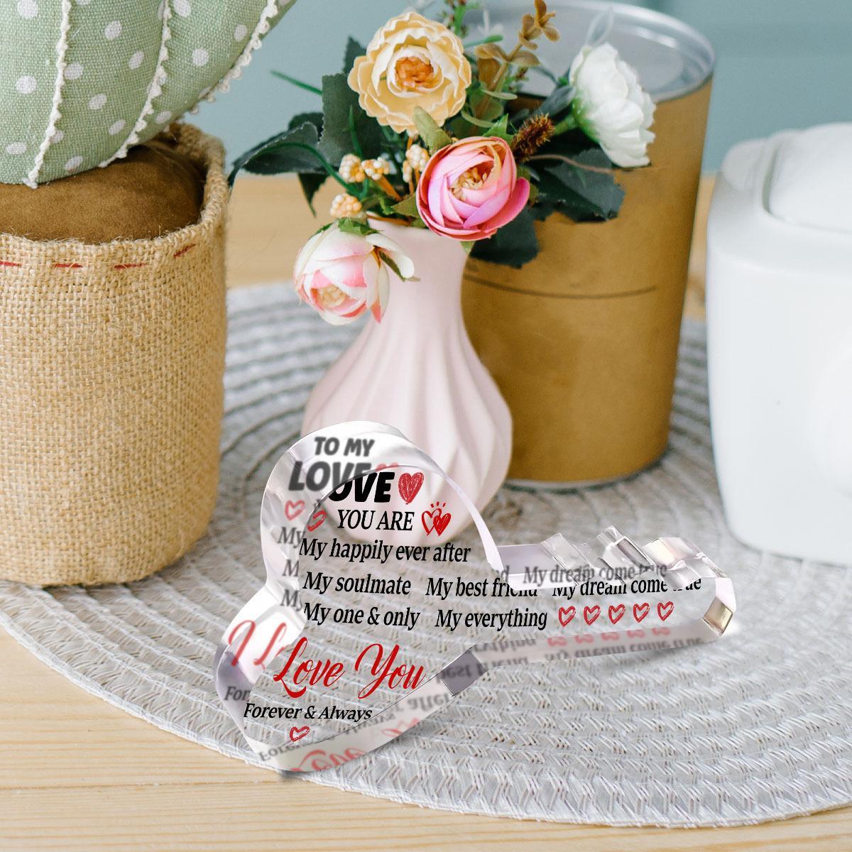 Heart & Letter Pattern Acrylic Plaque Sign, 1 Count Creative Desktop ...