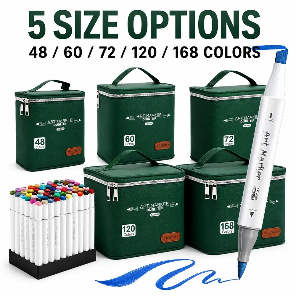 48/60/72/120/168 Colors alcohol marker set, Bulk markers, double-ended markers, suitable for painting, permanent sketching, marking, colored pens, wrapped in cloth bags, portable, writing tools, school supplies, back-to-school gifts, Christmas gifts