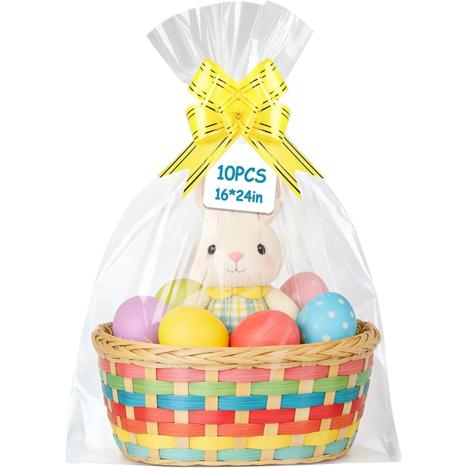 16 x 24 Inch Large Clear Cellophane Bags - 10 count Clear  Bags for Small & Medium Easter Baskets - Cellophane Wrap for  Baskets Party Favors, Bridal or  Showers - 2.8 Mil Thick