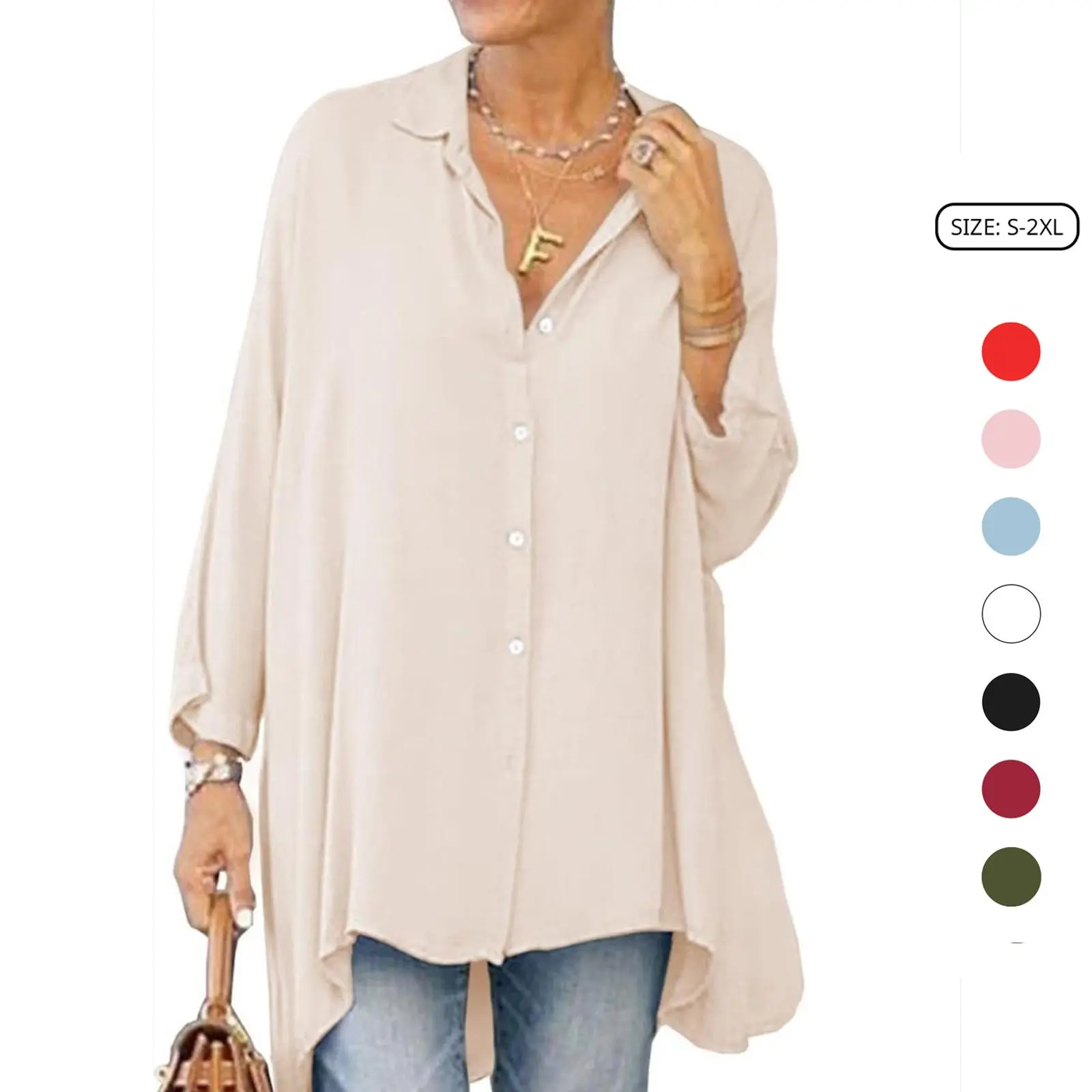Imily Bela Womens Oversized Blouse Long Sleeve Button Down Shirt Laple Collar Loose Fit Tops Imily Bela Womens Oversized Blouse Long Sleeve Button Down Shirt Laple Collar Loose Fit Tops