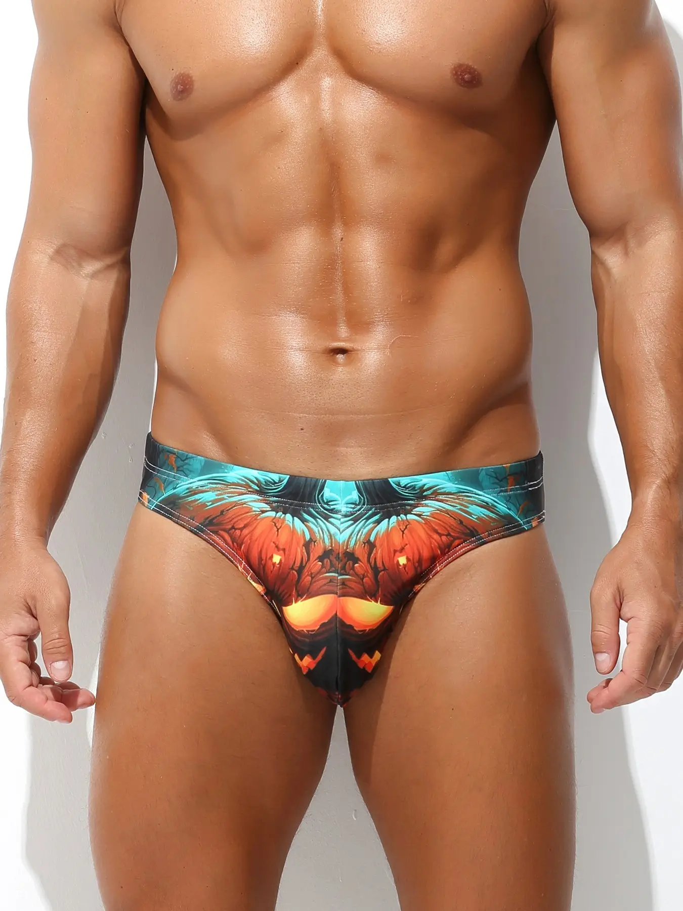 1 Pack Men Printed Triangle Swim Briefs, Thin High Stretch Breathable Antibacterial Swim Trunks, Fashion Trendy Swimming Shorts for Men, S-XL Multi Colors for Beach Vacation Sports Daily Leisure