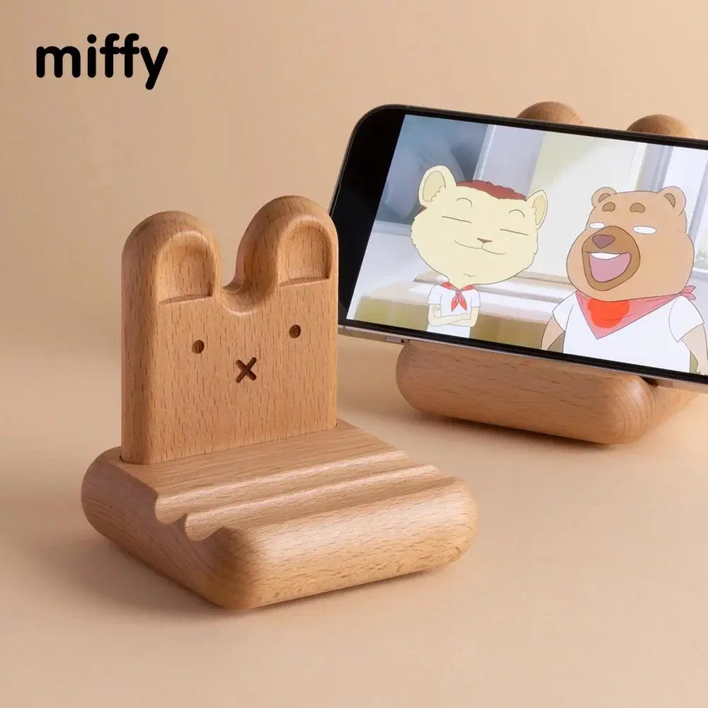 Kawaii Miffy Mobile Phone Desktop Stand Tablet Stand Wooden Phone Stand Gift Toy