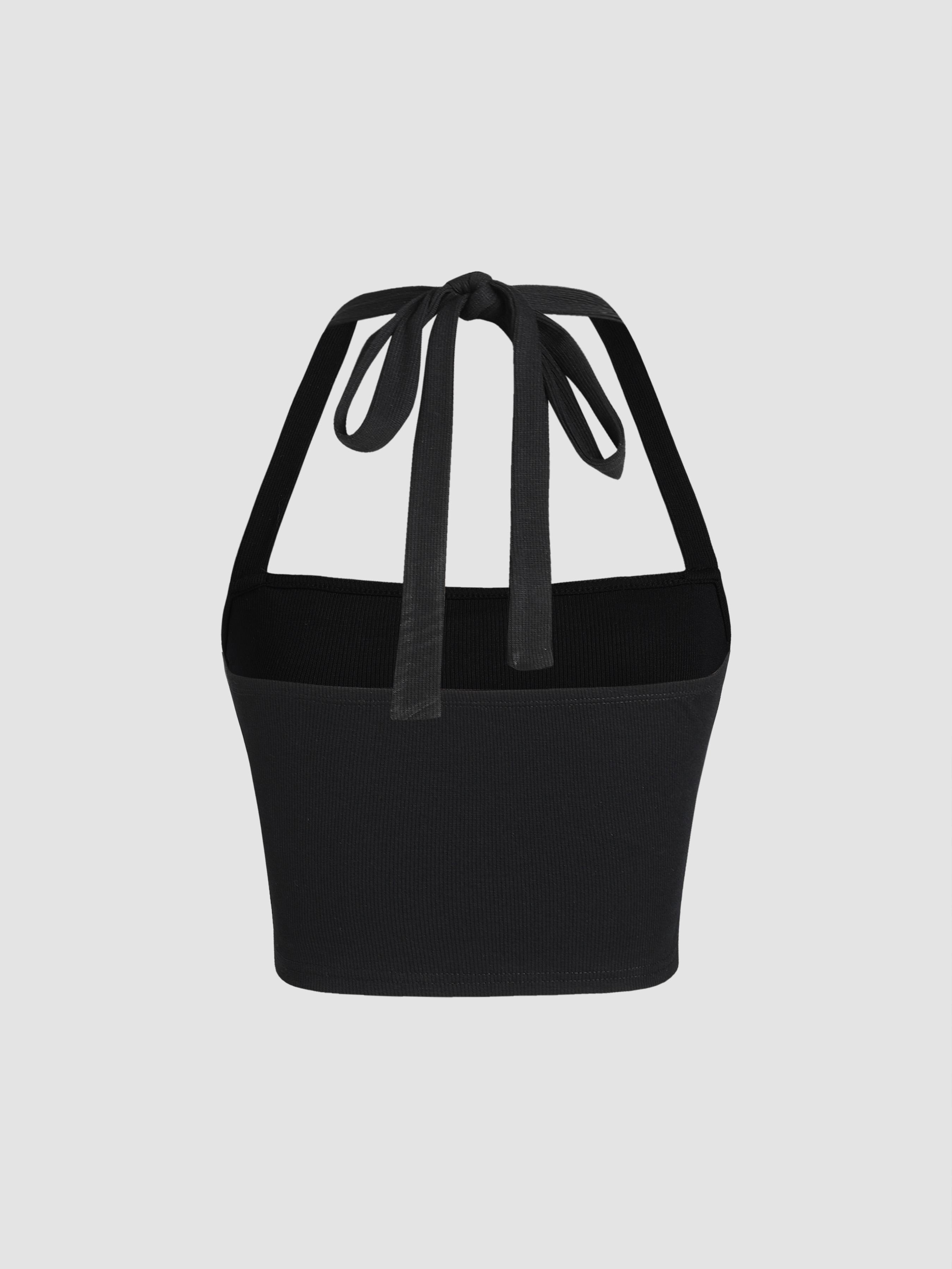 Cider [3 colors, size 2-26] Solid Halter Knotted Cami Crop Top