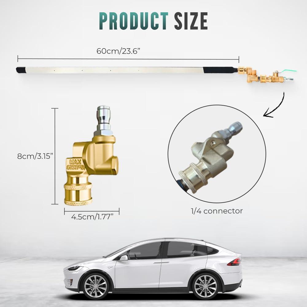 Radiator Cleaning Wand with Air Pipe Quick Connector, 4500 PSI 24'' High Pressure Radiator Cleaning Tool, Quick Water Tank Cleaner for Household Cars Trucks SUV RV (no Switch)