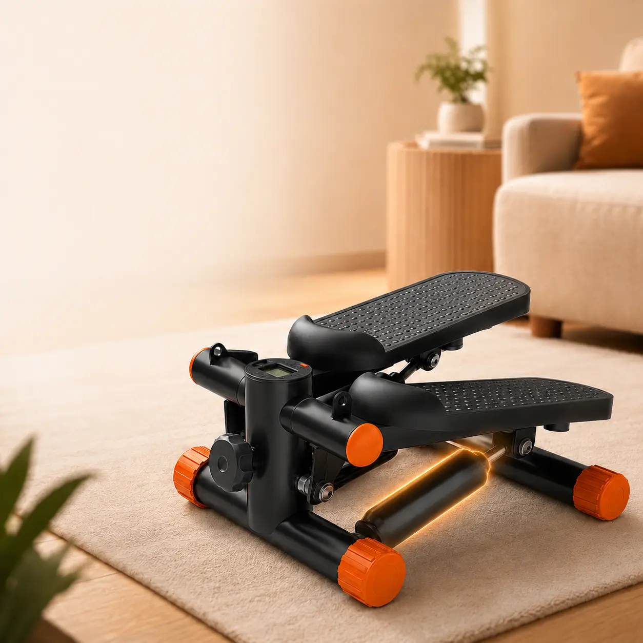 Mini Stepper with Resistance Bands, Portable Adjustable Height Stair Stepper Machine for Full-Body Workout, Non-Slip Pedals, LCD Monitor Tracks Steps/Calories/Time, Compact Low-Impact Cardio Fitness Equipment for Home & Office
