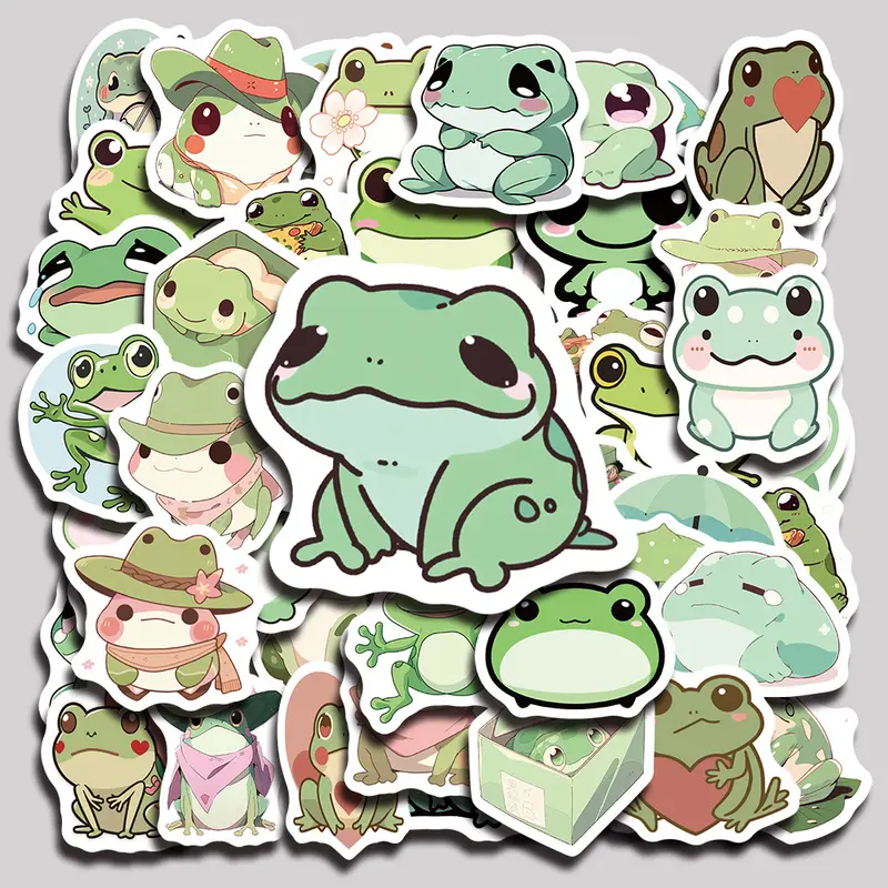 100PCS Frog Aesthetic Vinyl Stickers Pack for Laptop Water Bottle Phone Case Skateboard Journal Scrapbook DIY Decoration