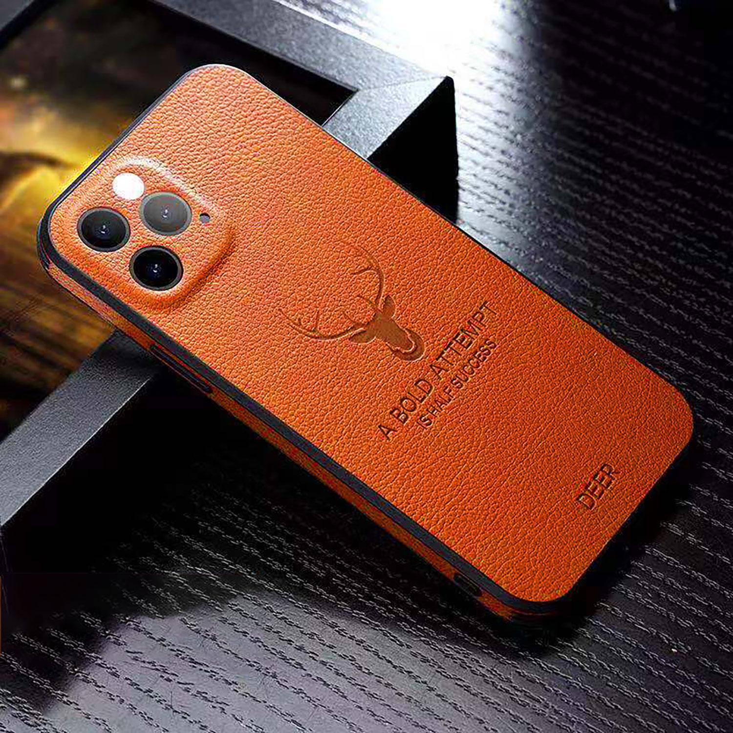 Deer Embossed Leather Phone Case for iPhone 17 Pro Max 16 Pro 15 14 13 12 11 Pro Max | Slim Protective Cover | Scratch Shock Proof | Luxury Feel