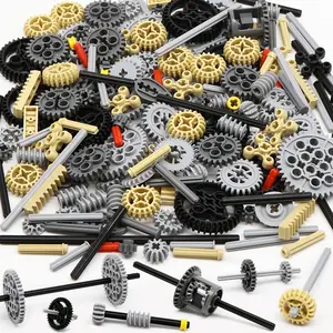 76PCS / 120PCS Small Particle Building Blocks Technical Parts, Speed Change Gears Cross Axles Worm Gear Set, Robot STEM Assembly Accessories Kit Toy