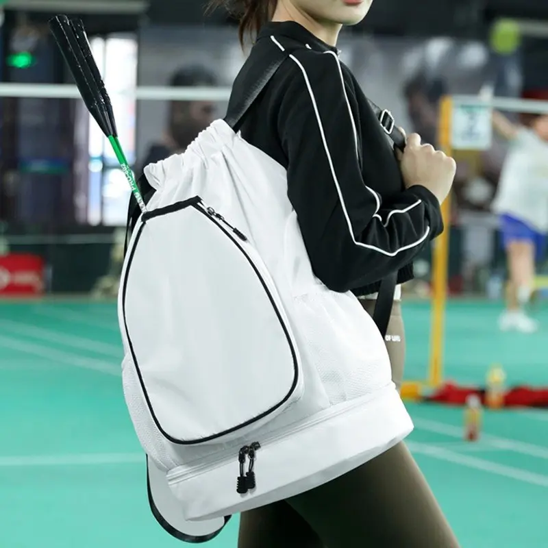 New Practical Badminton Tennis Sports Backpack, Independent Zipper Shoe Compartment, Large Capacity Drawstring Bag, Outdoor Training Fitness Shoulder Bag
