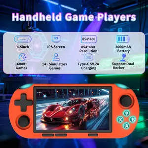 GAMINJA ANS16 Portable Handheld Gaming Console with 4.5 Inch IPS Screen, Handheld Size Portable Retro Video Games RGB Lights, 14 Emulators Including Ps1 Gba Sfc, Rechargeable Portable Console