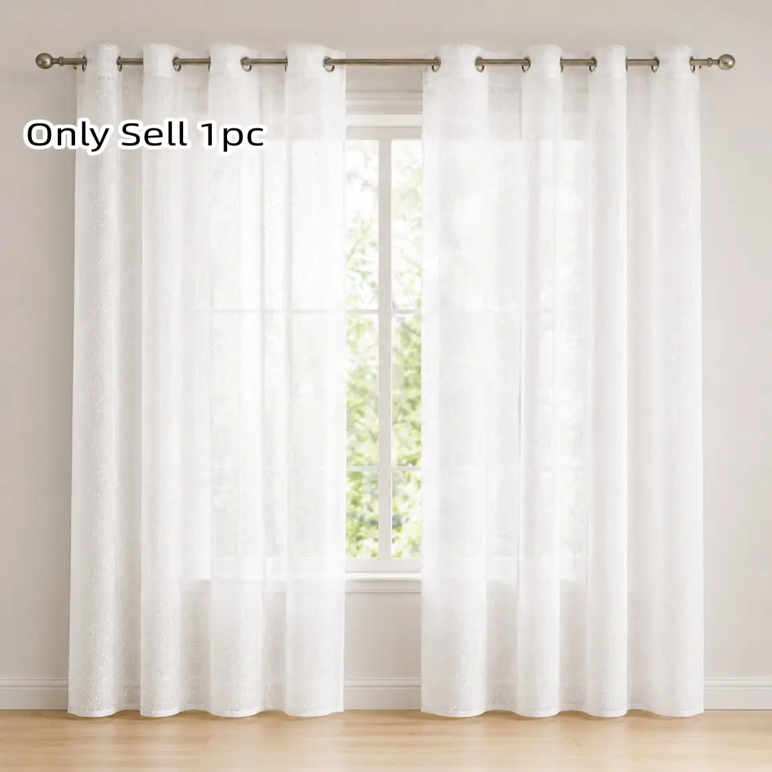 1pc French Country Minimalist Sheer Curtain, Soft Light Texture Fabric, Ideal for French Cottage and Sunroom, Creates Cozy Natural Light Atmosphere