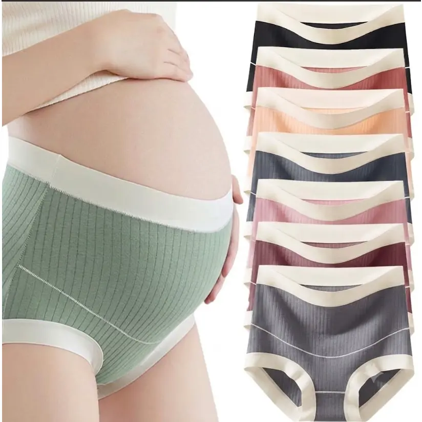 Women's 7-Pack High-Waist Cotton Maternity Underwear, Over-Belly Soft Breathable Postpartum Panties, Plus Size M-5XL