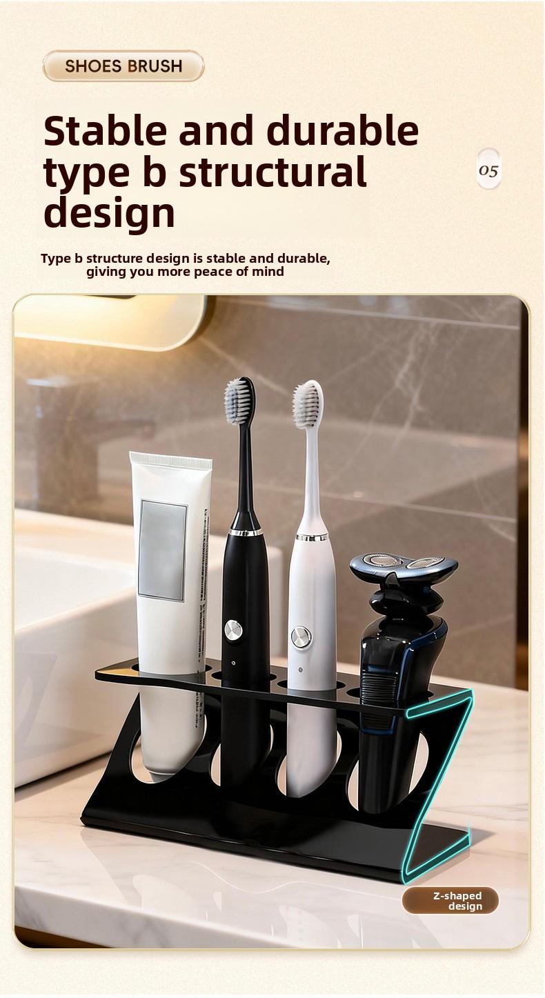 4-Slot Electric Toothbrush Holder, Modern Bathroom Countertop Organizer, Toothpaste Stand Storage Rack