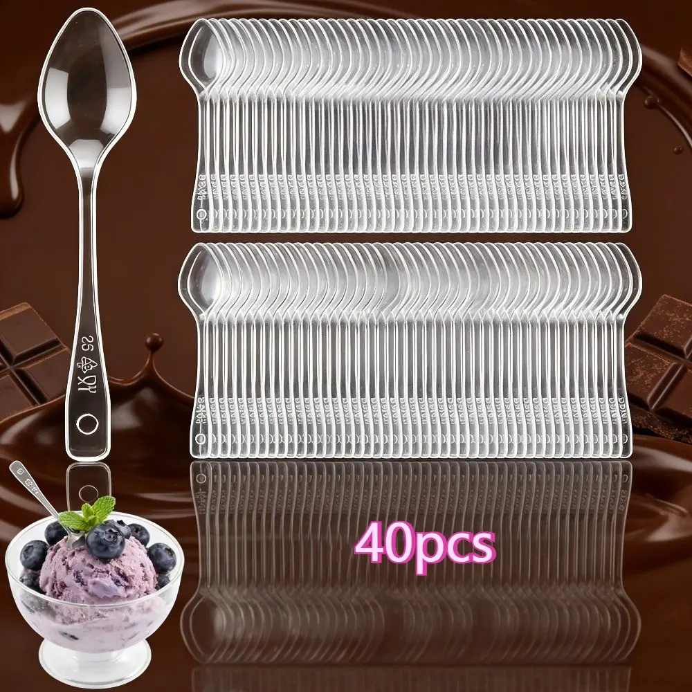 40 Mini Ice Cream Spoons, Mousse Spoon, Yogurt Spoon, Dessert Spoon, Sample Spoon for Cake, Sweet Treats, Weddings, Buffets, Festivals