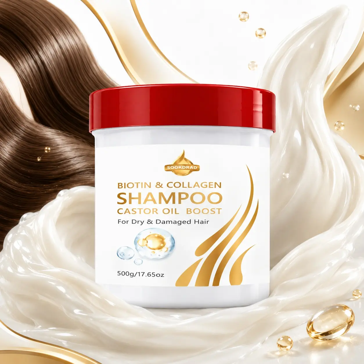 Biotin Collagen Shampoo, Castor Oil Boost, For Dry Damaged Hair, Nourish Hair, Repair Hair, Soften Hair, Hydrating Shampoo, 500g