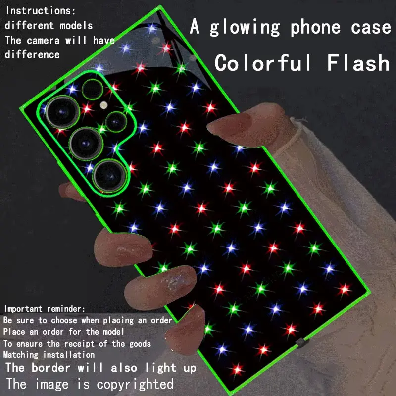 New LED Phone Case, Smartphone Casing, Mobile Phone Casing with Glowing Luminous Border, Compatible with Galaxy S26 Ultra to A15 5g, Fashionable Stylish Protective Cover, Unique Design, Daily Use Accessories
