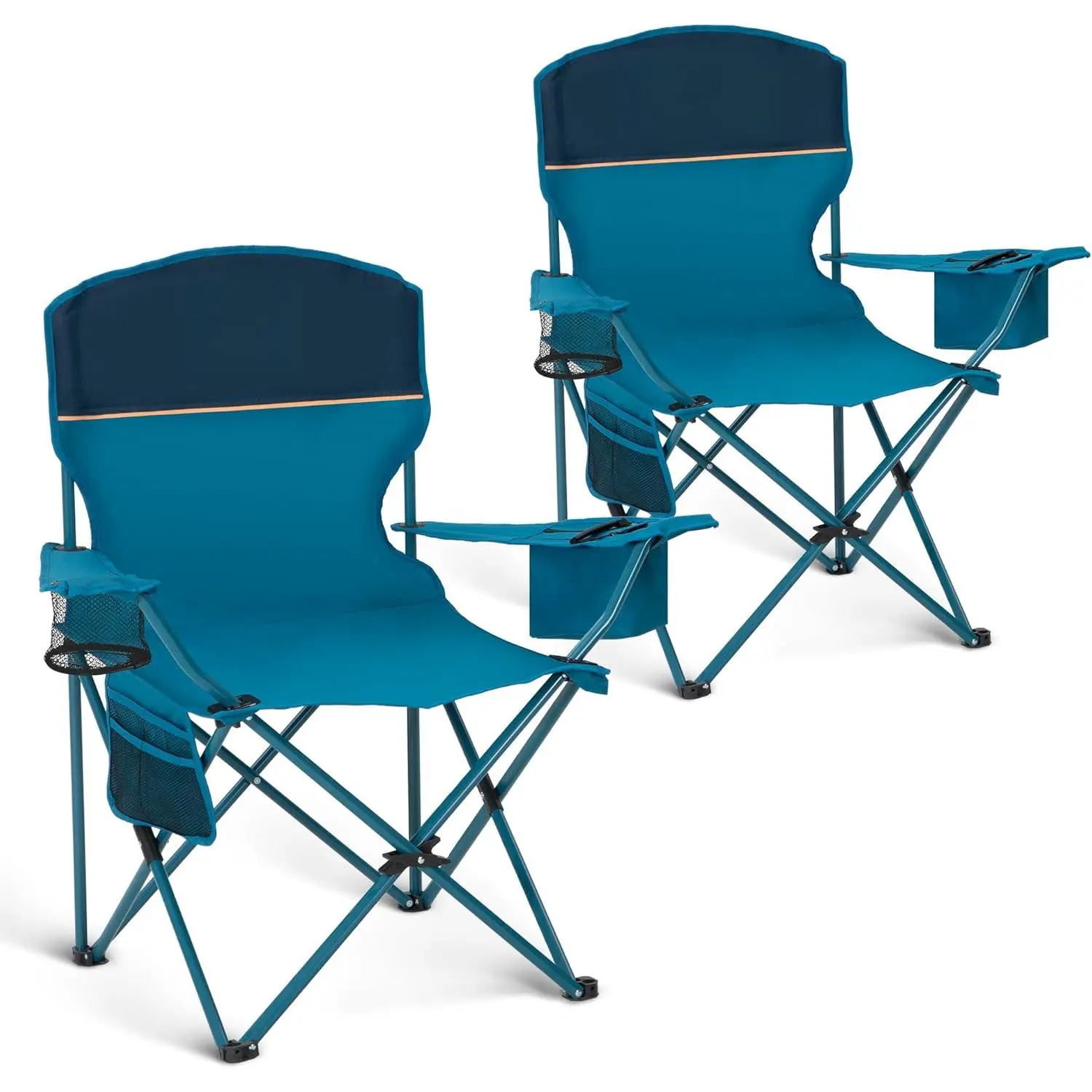 2 Pack Portable Camping Chair  Adults, Folding Outdoor Camp Chair Lightweight Lawn Chairs Folding Collapsible Chair  Camping, Tailgates, Beach, Blue, Support 250 lbs