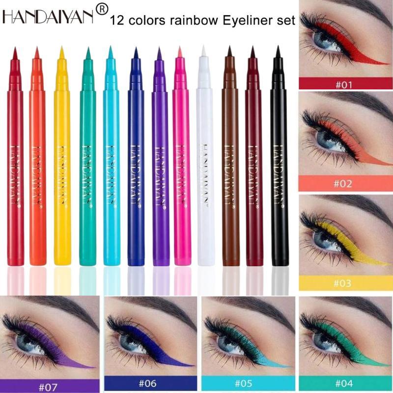 Ultra-Fine Tip 12-Color Liquid Eyeliner | HANDAIYAN - Matte Waterproof Smudge-Proof, Long-Wearing Bright Cat Eye for Daily Makeup Cosmetic