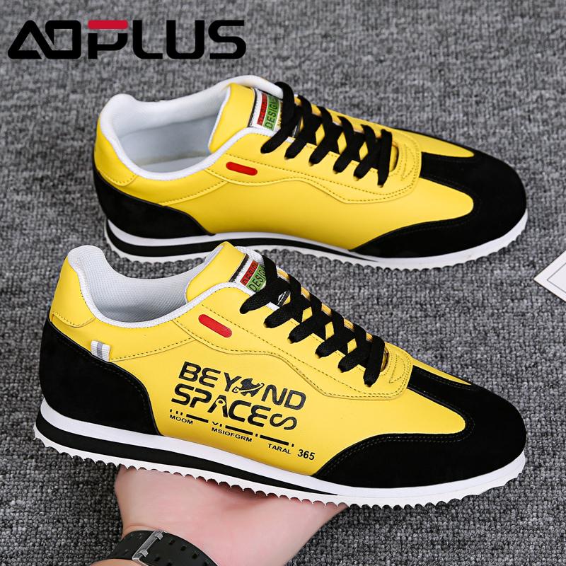 AOPLUS Men's Color Block Sneakers – Bold Yellow & Black Casual Shoes with Unique Graphic Design