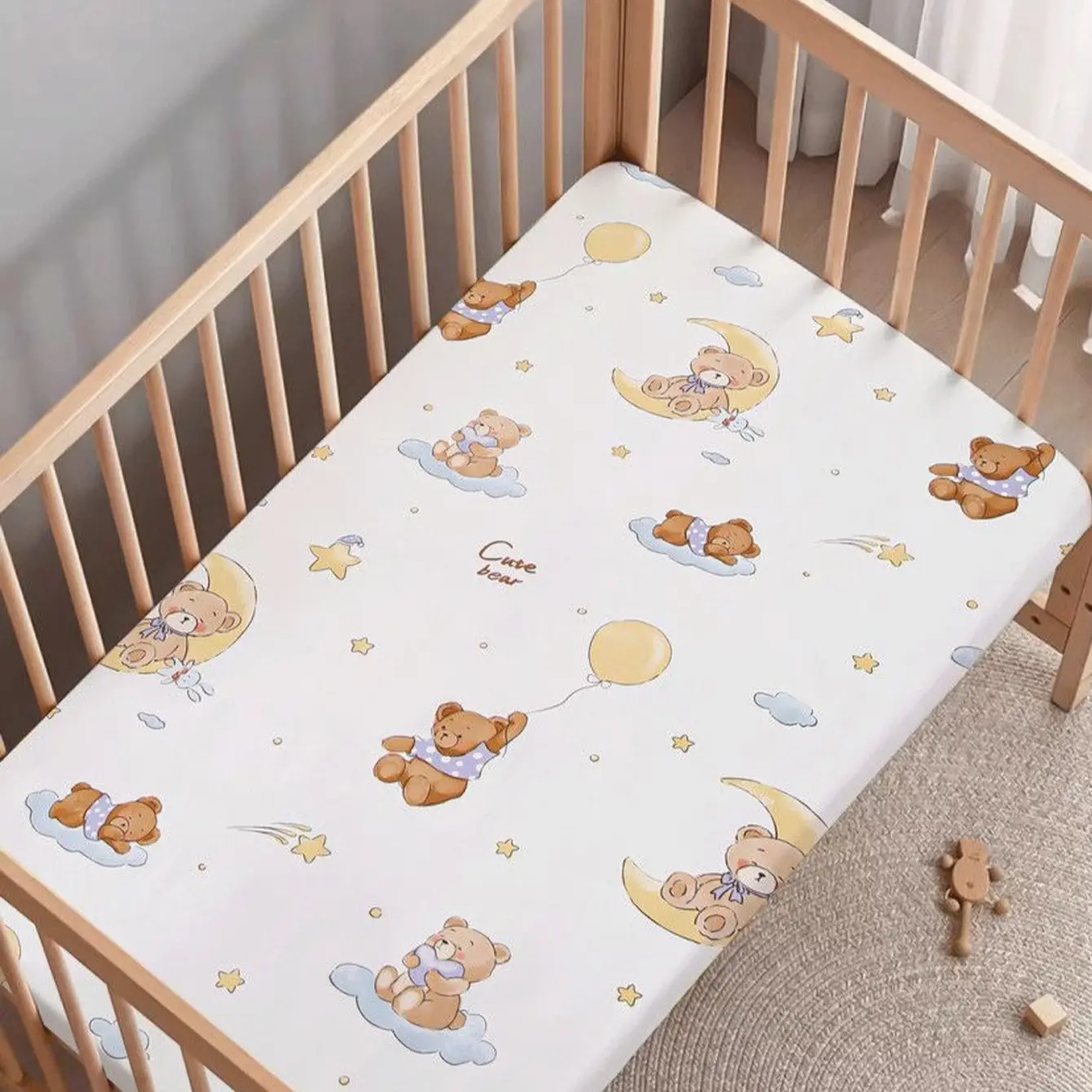 Cartoon Kids Bedding Set, Toddler Bedding, Breathable Cotton Mattress Cover, All-Season Use, Cute Print Design, Multiple Sizes Available
