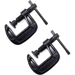 1-Inch C-Clamp Set, Heavy-Duty Cast Iron C-Clamps with 0.8-Inch Throat  Woodworking, Welding, and Building(2Pcs) New model