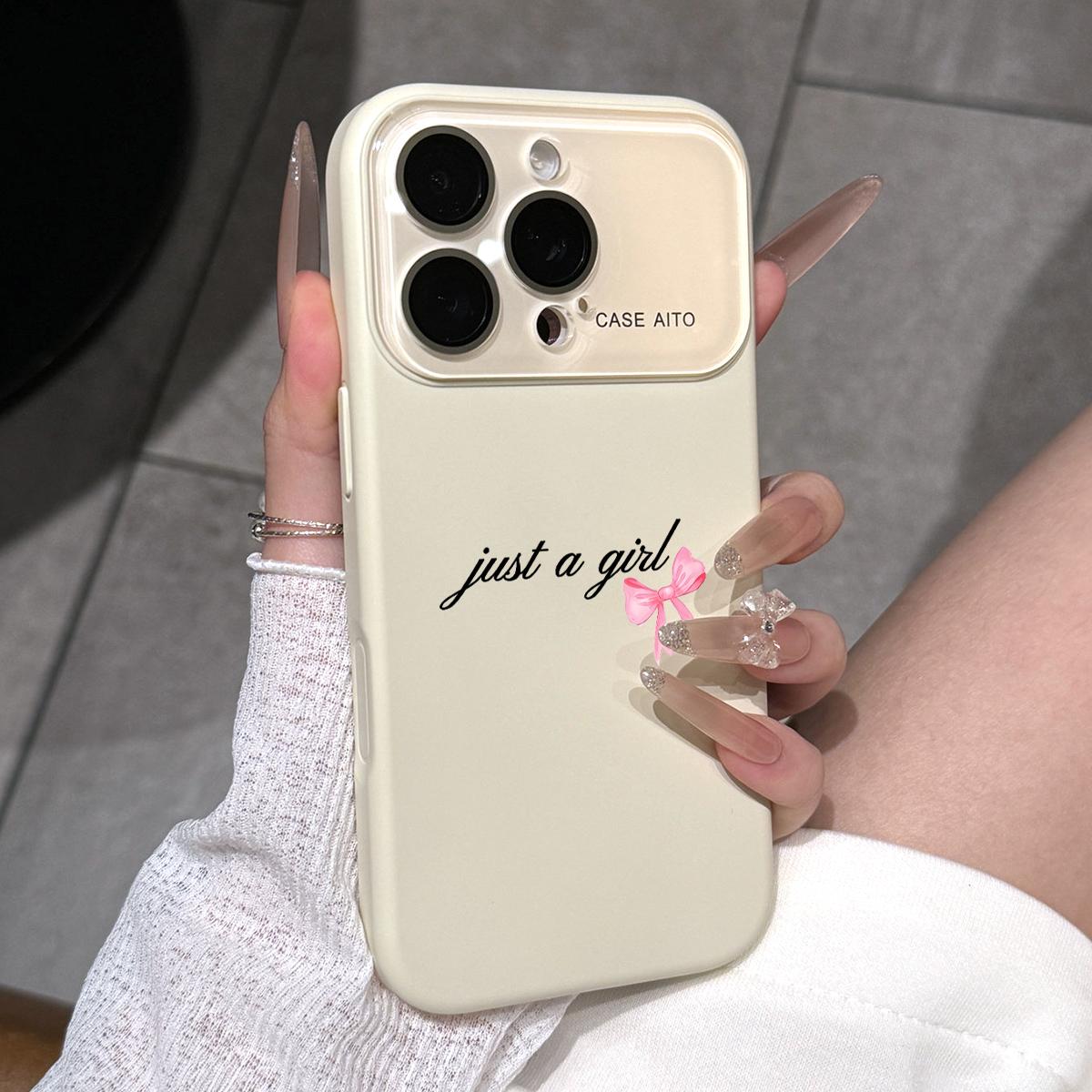 Personalized Letter Pink Bow Case for iPhone 17 Pro Max 17Air 17 16E 16 15 14 13, Ultra Skin-Friendly TPU, All-Inclusive Glass Lens Protection, Aesthetic Coquette Style Gift, Dopamine Ins Style Slogan Cover, Shockproof Slim Case, Lens Window Design