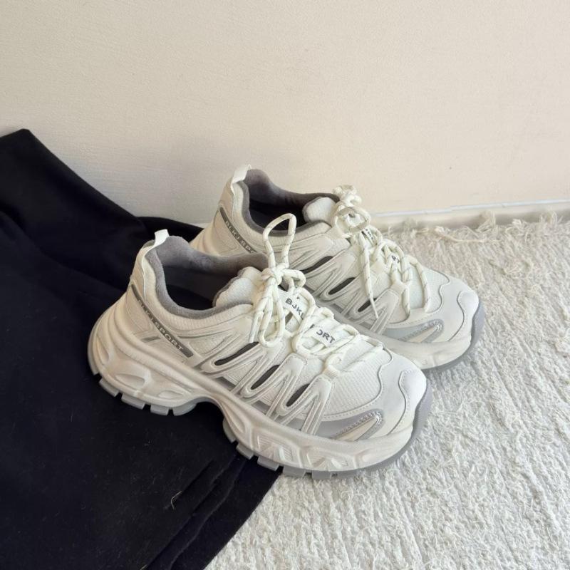 2026 Genuine Leather Mesh Breathable Thick-Soled Dad Shoes for Women, Spring Season, Height-Increasing, Makes Feet Look Smaller, Sneakers, Running Shoes, Unisex