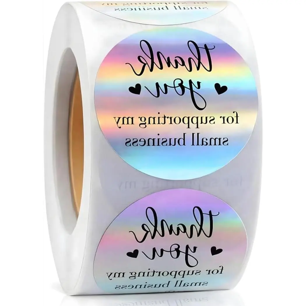 500 PCS Holographic Thank You for Supporting My Small Business Stickers