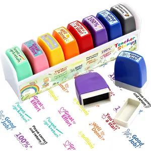 Teacher Stamps for Grading Motivational Self-Inking Stamp Set Encouraging Signature Stamp for Classroom Supplies 8 Packs Multicolor