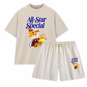 Holafish Men's Oversize Acid Wash Vintage "All Star Special" Food Graphic Heavyweight Cotton Crewneck Streetwear T-Shirt - TikTok Shop
