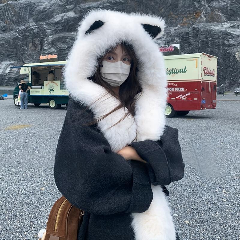 Winter Velvet Cat Ear Hat with Scarf  Soft Faux Fur Knit Beanie for Men & Women  Warm & Lightweight Fashion Hat with Toggle Closure for Cold Weather Adventures