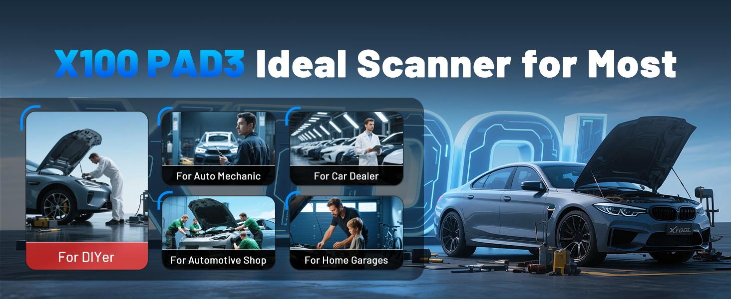 XTOOL X100 PAD3 Scan Tool & Programmer Tool with [KC100+EEPROM Adapter $350 Value Kit], All System Bidirectional OBD2 Scanner with FCA AutoAuth, 38+ Resets, ECU Coding, CAN FD & DOIP, 2 Years Update